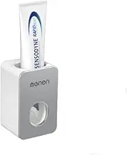 Home Bathroom Automatic Toothpaste Dispenser Squeezer Holder Wall Mount Stand, Durable ABS & Wheat Straw Construction - 2.4 × 2.8 × 4.5 inches