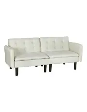 Artiss Sofa Bed 3 Seater Tufted Faux Linen Beige