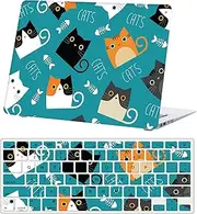 Hard Case Compatible with MacBook Pro 14 inch Case 2021 Model A2442 M1 Pro / M1 Max with Retina Display & Touch ID, Plastic Shell Cover Case & Keyboard Cover Skin - Cute cat