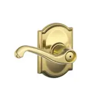 SCHLAGE F40 FLA 605 CAM Camelot Collection Flair Privacy Lever, Bright Brass