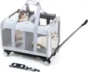 Cat Carrier Large, Foldable Cat Carrier 2 with Wheels, Large Pet Carrier Wheels,