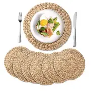 6 Pack, Round Woven Placemats, Natural 13.8 inch (Set of 6) Water Hyacinth