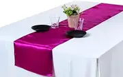 BEEKAY 10 Pc 12x108 inch Long Charmeuse Satin Table Runners Bright Shiny Satin Silk and Smooth Fabric Runners for Table Decorations-Magenta Violet