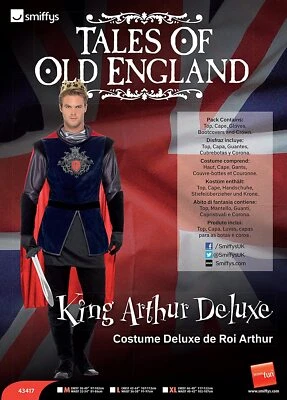 Smiffys Deluxe King Arthur Costume, Black, M - Size 38 Inch-40 Inch