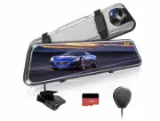 GKU M10 4K Dash Cam Front and Rear Camera with Built-in GPS, 10'' Display Rea...