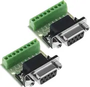 eMagTech 2PCS DB9 Breakout Board Connector 9 Pin 2 Row Female RS232 Serial Port Terminal Block Adapter Solderless Module for Automatic Control Equipment