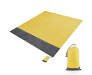 Polyester Waterproof Plaid Cloth Pocket Picnic Mat Outdoor Camping Beach Mat(yellow,gray)