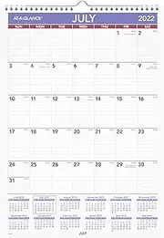 AT-A-GLANCE 2022-2023 Wall Calendar, Monthly Academic, 12" x 17", Medium, Wirebound, Black (PMA22823)