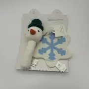 Cloud Island Baby Snowman Rattle Snowflake Crinkle Paper Christmas Plush Toy NEW