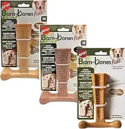 SPOT by Ethical Products 4 in Bambone Plus Easy Grip Peanut Butter, Beef & Chicken Dog Chew Bundle - Bamboo & Nylon Anti Anxiety Bone for Aggressive Chewers & Dental Health for Dogs - Medium (3 Pack)