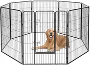 Costway 100cm Height Pet Playpen, 8 Panel Indoor Outdoor Exercise Dog Fence, Anti-Rust & Weather-Proof Folding Dog Exercise Fence, Easy Assembly, Portable Playpen Kennel W/Gate for Dog, Cat, Rabbit
