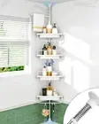 ALLZONE Corner Shower Caddy Tension Pole, 4-Tier Rustproof Organizer, White
