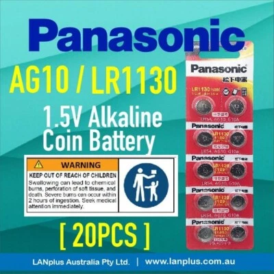 20 X AG10 LR1130 PANASONIC 1.5V STOP BARK ALKALINE BATTERY BATTERIES Mel