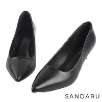 在飛比找Yahoo奇摩購物中心優惠-山打努SANDARU-跟鞋 俐落尖頭素面細跟中跟鞋-黑
