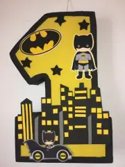 batman number 1 pinata, first birthday party batman super hero party