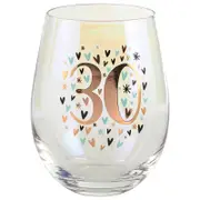 Rainbow Pastel Stemless 30th Birthday Wine Glass