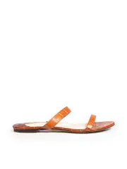 Brown Croc Leather Strap Sandals
