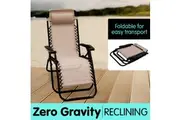 Zero Gravity Reclining Deck Camping Chair - Beige