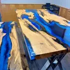 Custom Order Blue Epoxy Resin Coffee,Dining Table Top Acacia wood Table Top