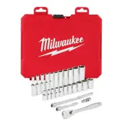 Milwaukee 48-22-9404 1/4-Inch Drive Durable SAE Ratchet and Socket Set - 26pc