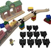 Bridge Adapter Compatible with Brio Wooden Railway & Duplo Building Blocks, Ramp Tracks, Track Connectors, Railway Accessories, Wooden Railway, Rail Connectors Universal (Pack of 10) - Made by R-Satz