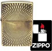 Zippo Windproof, Brass Lighter, Double Sided, Diamond-Cut, Antique Finish, Includes Special Stickers, Antique Gold, A, D/C(B)