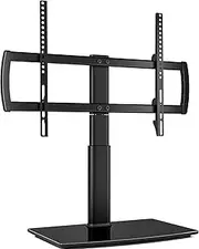Hemudu Universal Swivel TV Stand/Base Table Top TV Stand 32 to 65 inch TVs 80 Degree Swivel, 4 Level Height Adjustable, Heavy Duty Tempered Glass Base, Holds up to 40kgs Screens, HT04B-002P…