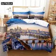 a2326 Bed Sheets City Night Scene Bedding Set Duvet Cover Set Bedding Digital Printing Bed Linen Bedding Set Fashion Design3-Piece Bedding Set (1 D