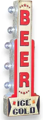Ice Cold Beer Vintage Inspired Double-Sided Marquee LED Sign Retro Wall Decor fo