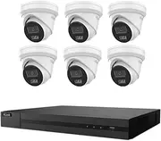 8 Channel 4K NVR Kit with 6X 8MP(4K) AI,Dual IR, Metal 2.8mm Fixed White Turret IP Camera & HDD (HILOOK) (4TB HDD)
