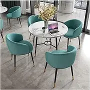 YAXANSIH Office Business Hotel Lobby Dining Table Set, Home Living Room Table and Chair Set Round Wooden Table with 4 Lounge Chairs for Home Office Restaurant Kitchen Creative Fashion (Color : Army