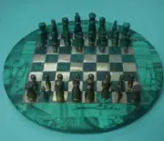 Marble Chess Board Malachite Work Table / Collectible Marble Chess Set Table