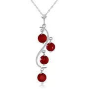14K. SOLID GOLD NECKLACE WITH NATURAL RUBIES (White Gold)