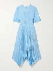 [JASON WU COLLECTION] JASON WU COLLECTION - Asymmetric Ruffled Pleated Devoré-chiffon Midi Dress - Blue - US6 US 6 Blue