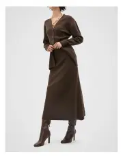 [Seed Heritage] Fluted Knit Skirt in Dark Espresso