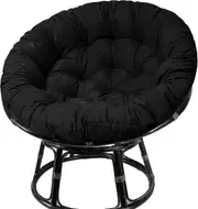 Papasan Chair Cushion, Tufted Thickened Papasan Cushion, Double Papasan Cushion with 8 Non-Slip Ties (1 Piece Set) (Black)