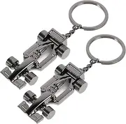 [CVUTOVO] 2pcs Stylish Metal Car Keychain Racing Car Charm Business Men and Women