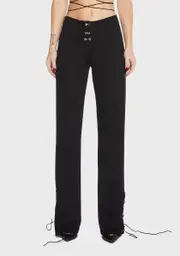 [Kiki Riki] Hook-And-Eye Lace-Up Pants