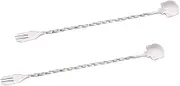 MOLUCKFU Unique Style Skull Stainless Steel Cocktail Bar Set Spoon Fork for Bartender Mixology