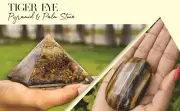 Tiger's Eye Orgone Crystal Pyramid &Palm Stone Set~Worry Stone~Aura Cleasing~EMF
