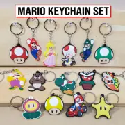 Super Mario Bros. keychain set Mario Luigi Toad Peach Bowser Wario Yoshi ++++