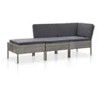 3 Pcs Outdoor Lounge Set PE Rattan Modular Design Patio Couch Sofa With Cushions