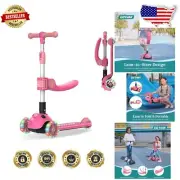 Adjustable Height Kids Kick Scooter with 3 Light-Up Wheels & Anti-Slip Deck