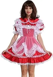[SS2WA] Custom Made Maid Red Satin Lockable Dress Uniform Costume