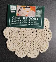 Charming Home Crochet Doily 2-Piece Set 8in Round #555C Beige