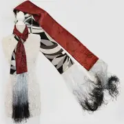 EMILIO PUCCI SCARF LONG FRINGE DUAL MOTIF BURNOUT VELVET ICONIC PRINT SILK