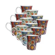 12PK Lavida Ceramic Drinking Beverage Tea/Coffee Mugs Mosaic 10.5x9cm Assorted