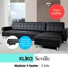 Corner Sofa Lounge Couch Bed Modular Furniture Home Faux Leather Chaise Black