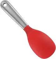 UTHCLO 1pc Heat Resistant Silicone Rice Spoon with Stainless Steel Handle and Hanging Hole Design Practical Non Stick Kitchen Utensil for Serving Rice and Cooking Easy to Clean and Store