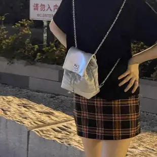 🔥客製/熱賣🔥鏈愛原創Y2K鏈條甜酷辣妹雙肩包女2023新款絲光皮高級感銀色背包 3MAZ